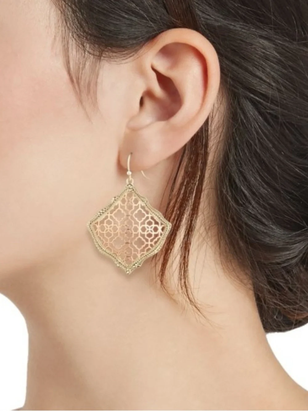 Kendra Scott “Kristen” Drop Earrings - Rose Gold Filigree - Picture 4 of 11